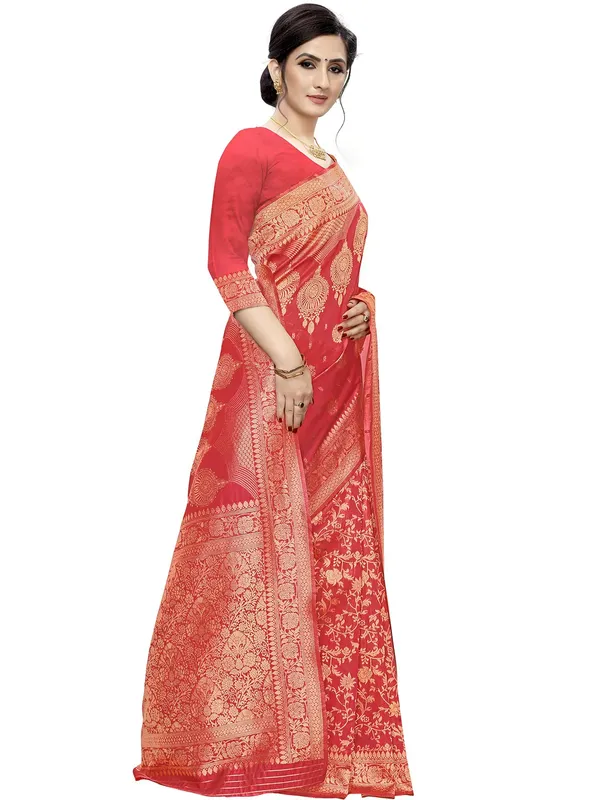 Magenta_Silk___Premium_&_Elegant_(_Floral_Pattern_Zari_Butta_Woven_)_Banarasi_Saree_With_Blouse_Piece_For_Women