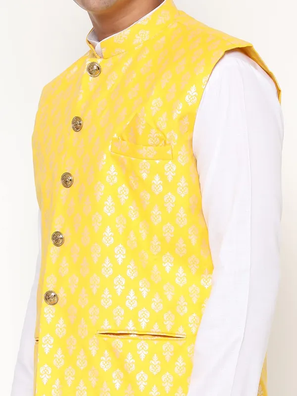 Lemon_Yellow_Jacquard_Premium_&_Elegant_Nehru_Jacket_Vest_For_Men