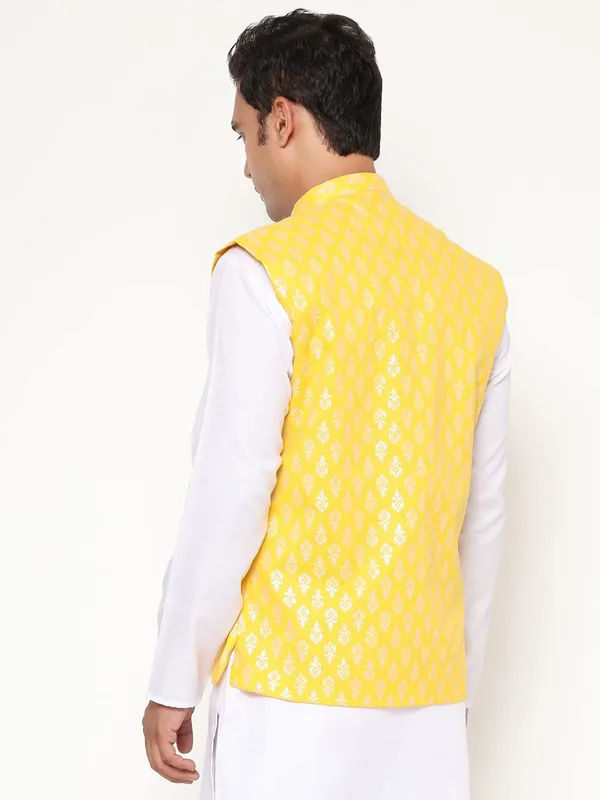 Lemon_Yellow_Jacquard_Premium_&_Elegant_Nehru_Jacket_Vest_For_Men