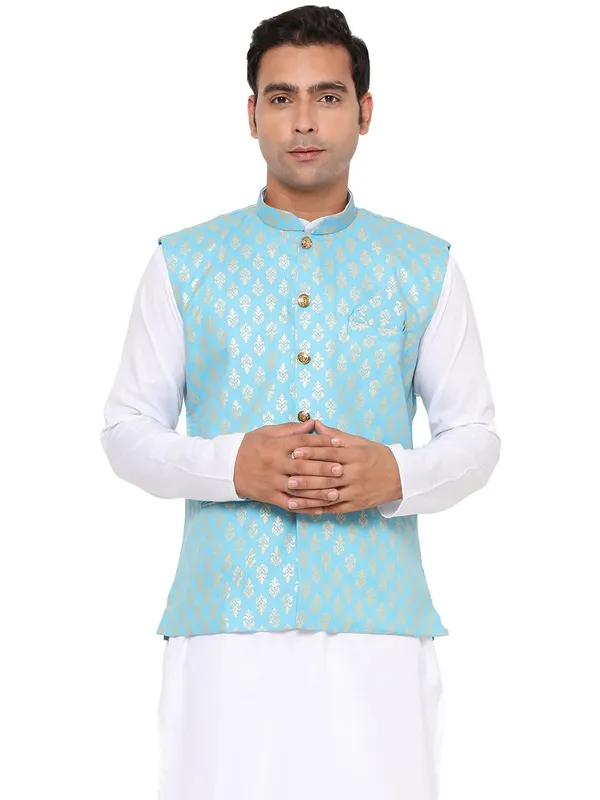 Blue_Jacquard_Premium_&_Elegant_Nehru_Jacket_Vest_For_Men
