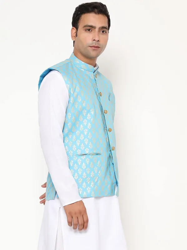 Blue_Jacquard_Premium_&_Elegant_Nehru_Jacket_Vest_For_Men