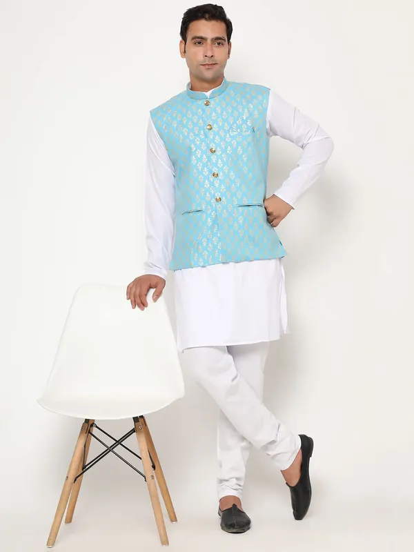 Blue_Jacquard_Premium_&_Elegant_Nehru_Jacket_Vest_For_Men