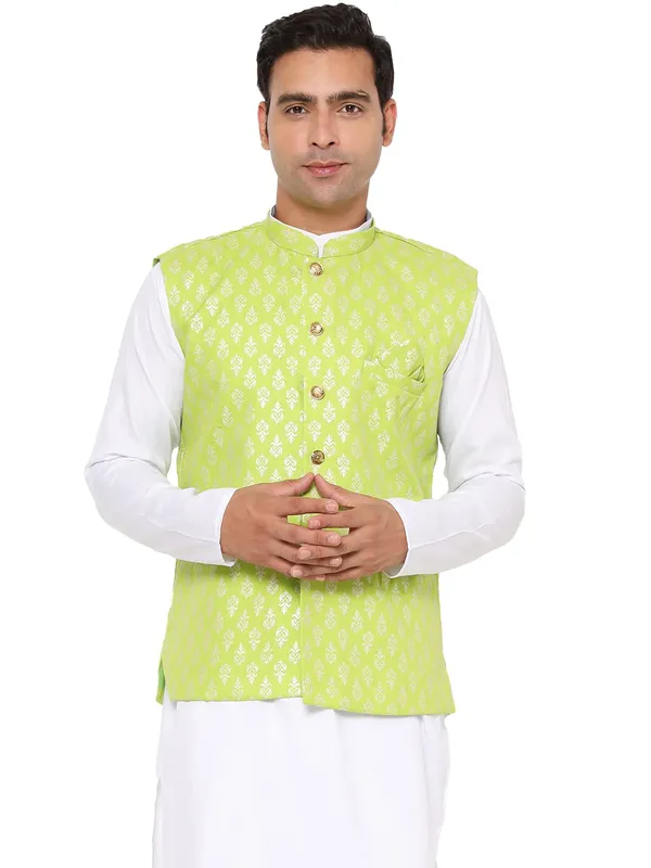 Green_Jacquard_Premium_&_Elegant_Nehru_Jacket_Vest_For_Men