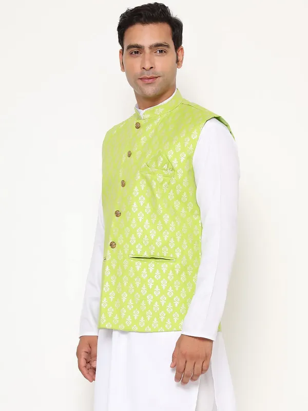 Green_Jacquard_Premium_&_Elegant_Nehru_Jacket_Vest_For_Men