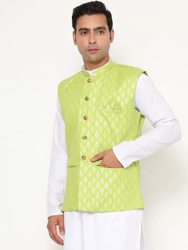 Green_Jacquard_Premium_&_Elegant_Nehru_Jacket_Vest_For_Men