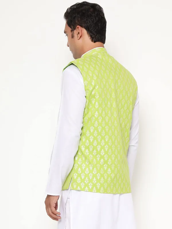 Green_Jacquard_Premium_&_Elegant_Nehru_Jacket_Vest_For_Men
