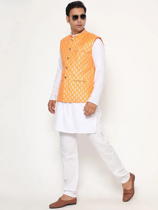 Orange_Jacquard_Premium_&_Elegant_Nehru_Jacket_Vest_For_Men