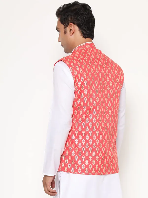 Peach_Jacquard_Premium_&_Elegant_Nehru_Jacket_Vest_For_Men
