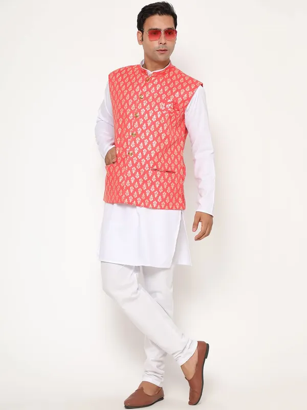 Peach_Jacquard_Premium_&_Elegant_Nehru_Jacket_Vest_For_Men
