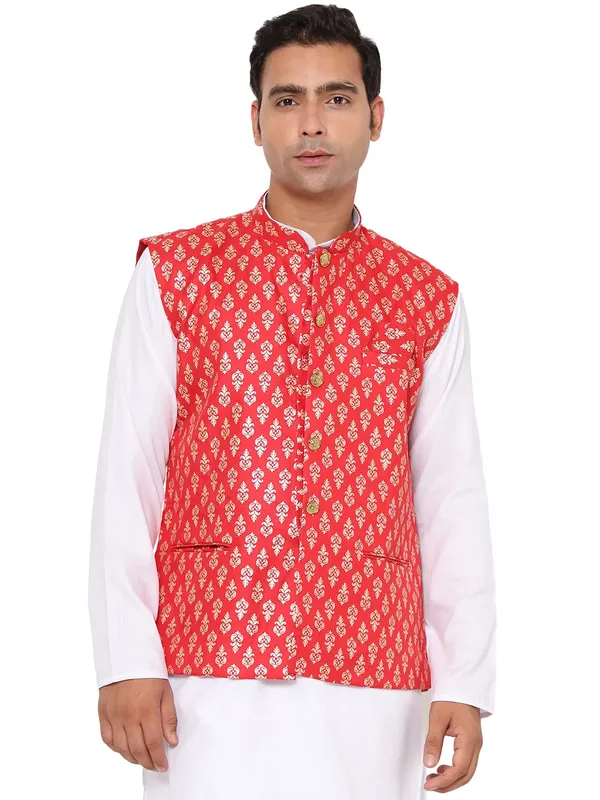 Red_Jacquard_Premium_&_Elegant_Nehru_Jacket_Vest_For_Men