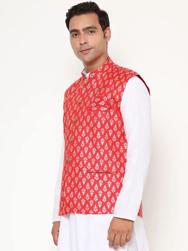Red_Jacquard_Premium_&_Elegant_Nehru_Jacket_Vest_For_Men
