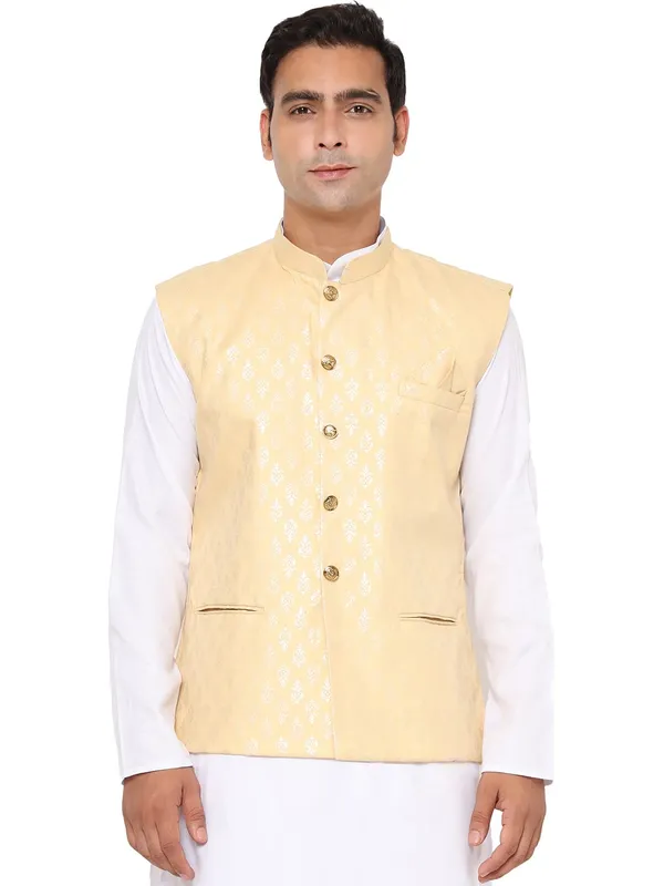 Yellow_Jacquard_Premium_&_Elegant_Nehru_Jacket_Vest_For_Men