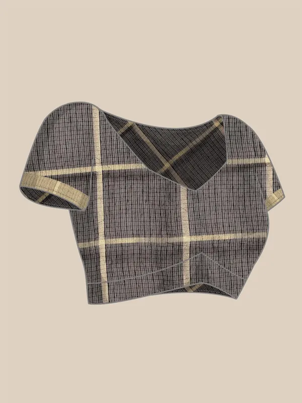 Black_Cotton_Silk_Premium_&_Elegant_(_Zari_Checkered_)_Kota_Doria_Saree_With_Blouse_Piece_For_Women