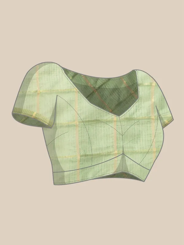Olive_Green_Cotton_Silk_Premium_&_Elegant_(_Zari_Checkered_)_Kota_Doria_Saree_With_Blouse_Piece_For_Women