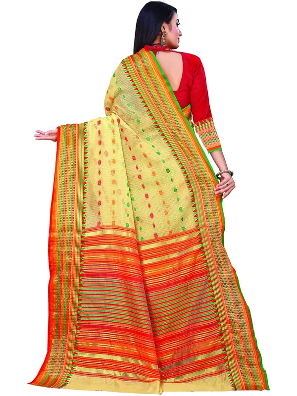 Beige_Cotton___Jacquard_Premium_&_Elegant_(_Zari_Border_And_Pallu_)_Manipuri_Saree_With_Blouse_Piece_For_Women