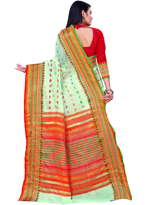 Light_Blue_Cotton___Jacquard_Premium_&_Elegant_(_Zari_Border_And_Pallu_)_Manipuri_Saree_With_Blouse_Piece_For_Women