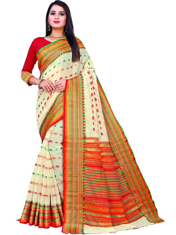 Off_White_Cotton___Jacquard_Premium_&_Elegant_(_Zari_Border_And_Pallu_)_Manipuri_Saree_With_Blouse_Piece_For_Women
