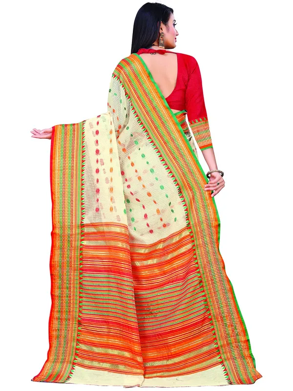 Off_White_Cotton___Jacquard_Premium_&_Elegant_(_Zari_Border_And_Pallu_)_Manipuri_Saree_With_Blouse_Piece_For_Women