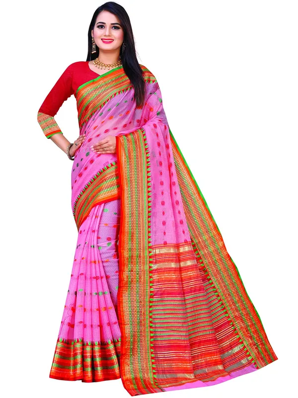Pink_Cotton___Jacquard_Premium_&_Elegant_(_Zari_Border_And_Pallu_)_Manipuri_Saree_With_Blouse_Piece_For_Women
