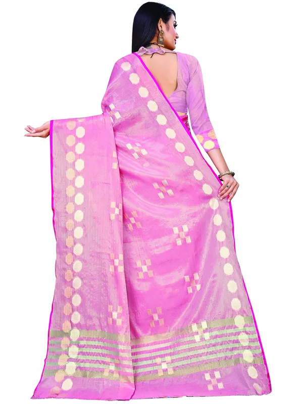 Baby_Pink_Cotton___Jacquard_Premium_&_Elegant_(_Zari_Woven_Geometric_Pattern_Motifs_Contemporar_)_Banarasi_Saree_With_Blouse_Piece_For_Women