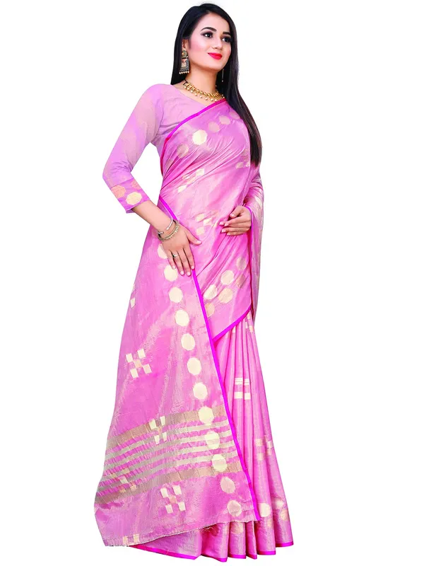 Baby_Pink_Cotton___Jacquard_Premium_&_Elegant_(_Zari_Woven_Geometric_Pattern_Motifs_Contemporar_)_Banarasi_Saree_With_Blouse_Piece_For_Women