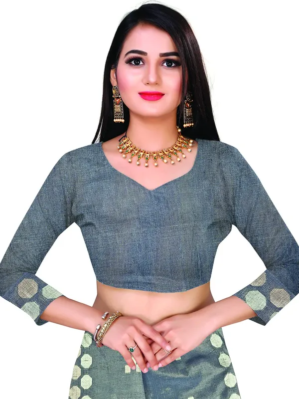 Grey_Cotton___Jacquard_Premium_&_Elegant_(_Zari_Woven_Geometric_Pattern_Motifs_Contemporar_)_Banarasi_Saree_With_Blouse_Piece_For_Women