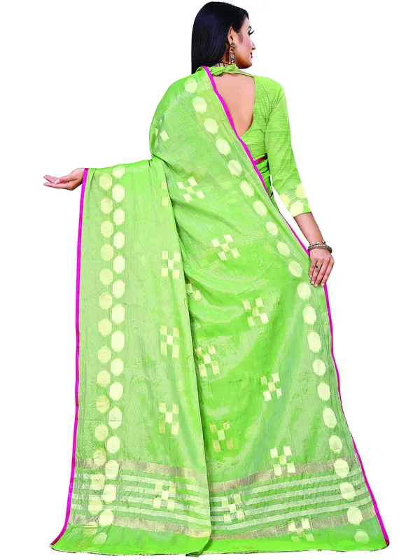 Olive_Green_Cotton___Jacquard_Premium_&_Elegant_(_Zari_Woven_Geometric_Pattern_Motifs_Contemporar_)_Banarasi_Saree_With_Blouse_Piece_For_Women