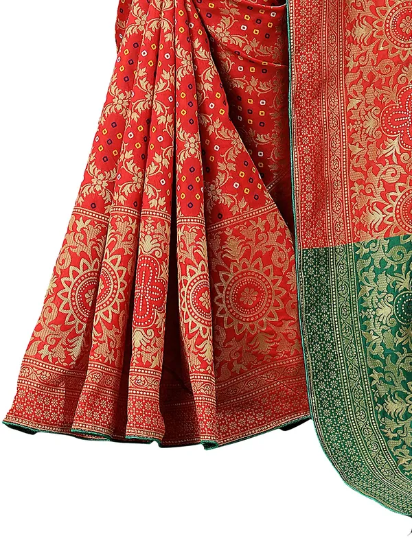 Red_Polyester_Premium_&_Elegant_Banarasi_Fusion_Saree_With_Blouse_Piece_For_Women
