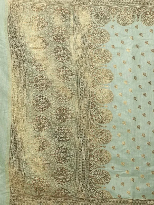 Light_Green_Cotton_Silk_Premium_&_Elegant_(_Zari_Tree_Pattern_Border_Rich_Pallu_)_Banarasi_Saree_With_Blouse_Piece_For_Women