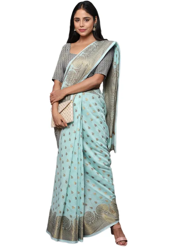 Light_Blue_Cotton_Silk_Premium_&_Elegant_(_Zari_Tree_Pattern_Border_Rich_Pallu_)_Banarasi_Saree_With_Blouse_Piece_For_Women
