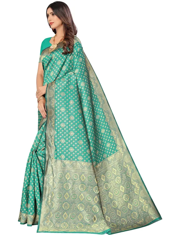 Rama_Green_Silk_Premium_&_Elegant_(_Contemporary_Zari_Ethnic_Motif_Woven_Desig_)_N_Banarasi_Kota_Litchi_Saree_With_Blouse_Piece_For_Women