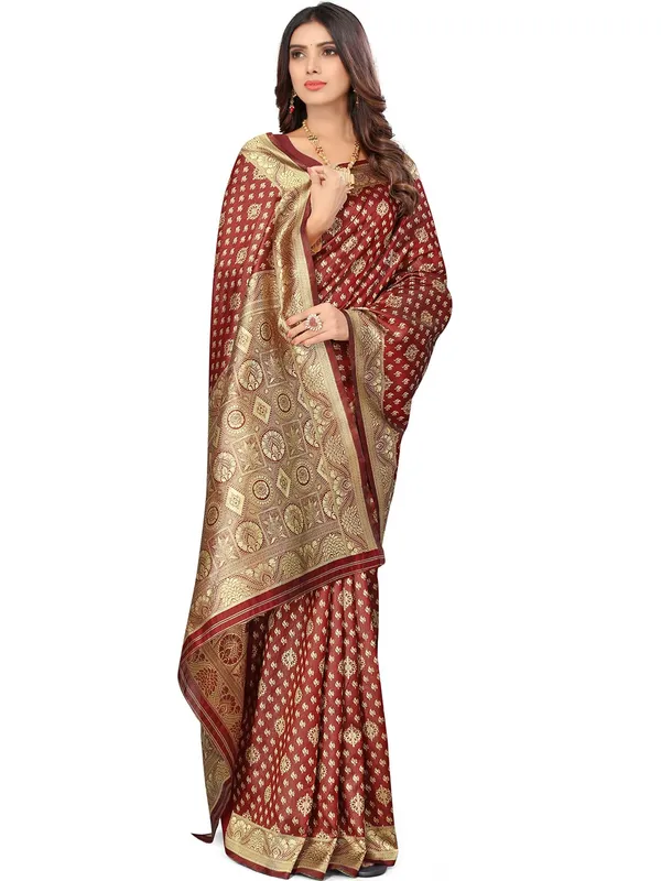 Maroon_Silk_Premium_&_Elegant_(_Contemporary_Zari_Ethnic_Motif_Woven_Desig_)_N_Banarasi_Kota_Litchi_Saree_With_Blouse_Piece_For_Women