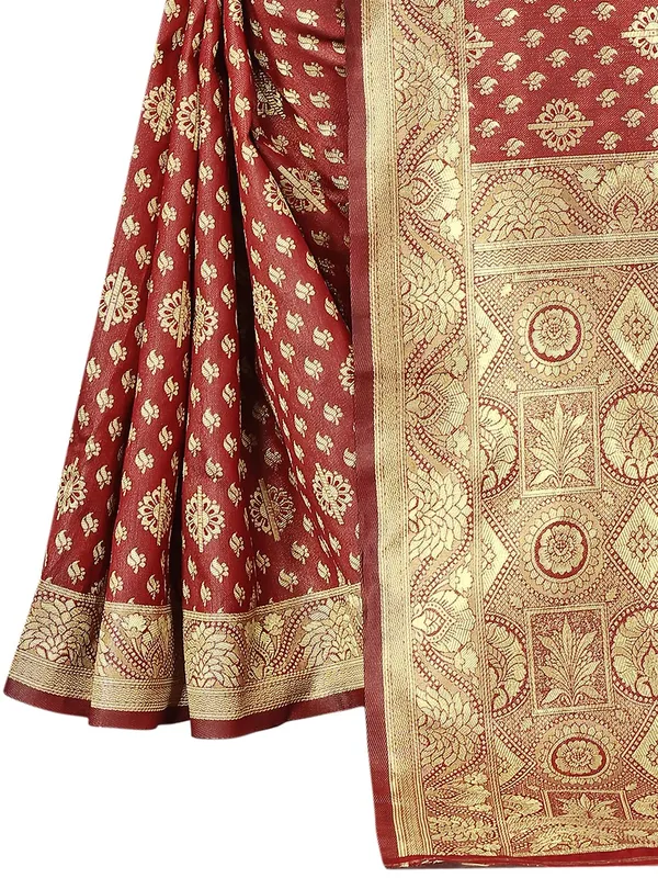 Maroon_Silk_Premium_&_Elegant_(_Contemporary_Zari_Ethnic_Motif_Woven_Desig_)_N_Banarasi_Kota_Litchi_Saree_With_Blouse_Piece_For_Women
