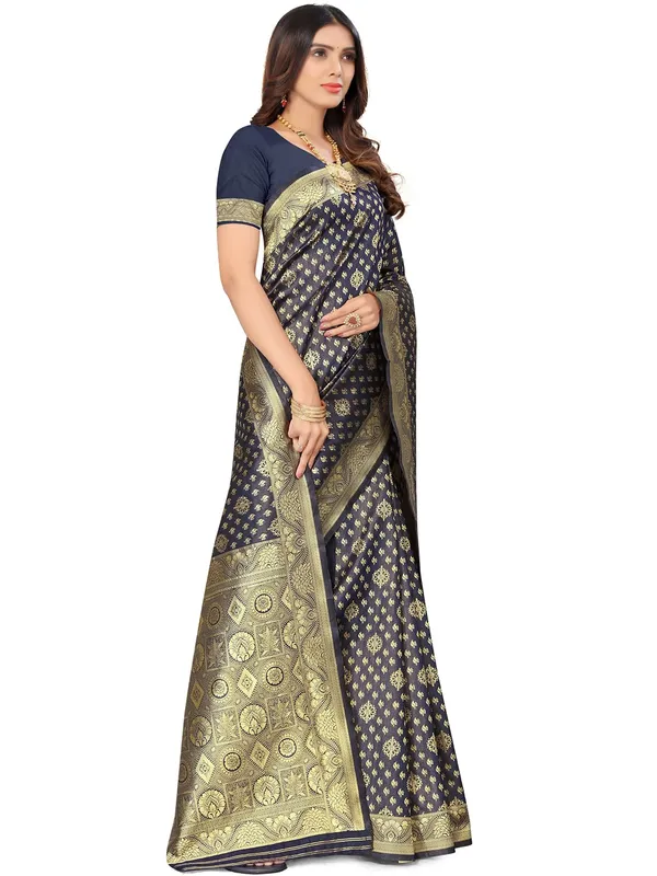 Blue_Silk_Premium_&_Elegant_(_Contemporary_Zari_Ethnic_Motif_Woven_Desig_)_N_Banarasi_Kota_Litchi_Saree_With_Blouse_Piece_For_Women