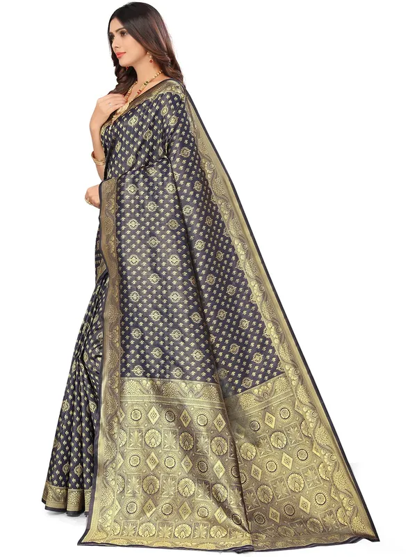 Blue_Silk_Premium_&_Elegant_(_Contemporary_Zari_Ethnic_Motif_Woven_Desig_)_N_Banarasi_Kota_Litchi_Saree_With_Blouse_Piece_For_Women