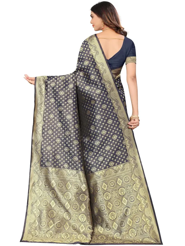 Blue_Silk_Premium_&_Elegant_(_Contemporary_Zari_Ethnic_Motif_Woven_Desig_)_N_Banarasi_Kota_Litchi_Saree_With_Blouse_Piece_For_Women