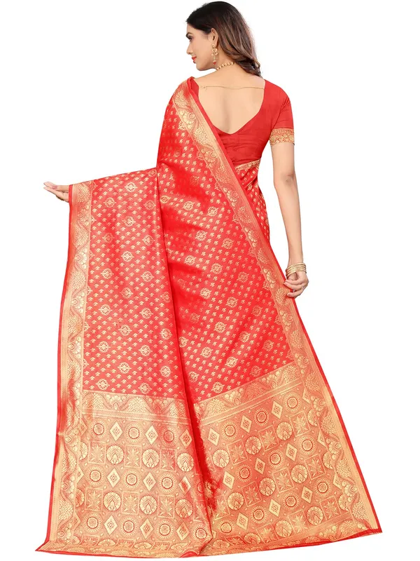 Red_Silk_Premium_&_Elegant_(_Contemporary_Zari_Ethnic_Motif_Woven_Desig_)_N_Banarasi_Kota_Litchi_Saree_With_Blouse_Piece_For_Women