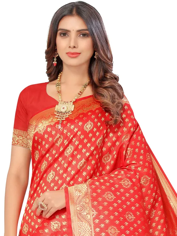 Red_Silk_Premium_&_Elegant_(_Contemporary_Zari_Ethnic_Motif_Woven_Desig_)_N_Banarasi_Kota_Litchi_Saree_With_Blouse_Piece_For_Women