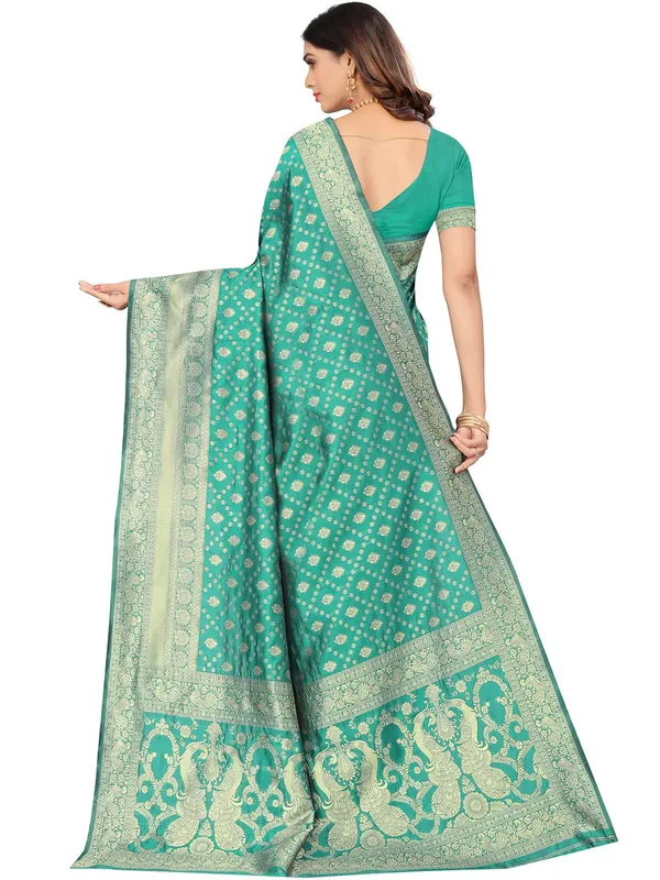 Rama_Green_Silk_Premium_&_Elegant_(_Contemporary_Zari_Ethnic_Motif_Woven_Design_)_Banarasi_Saree_With_Blouse_Piece_For_Women