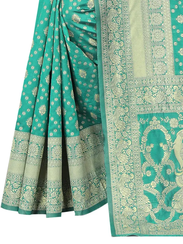 Rama_Green_Silk_Premium_&_Elegant_(_Contemporary_Zari_Ethnic_Motif_Woven_Design_)_Banarasi_Saree_With_Blouse_Piece_For_Women