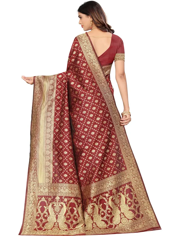 Maroon_Silk_Premium_&_Elegant_(_Contemporary_Zari_Ethnic_Motif_Woven_Design_)_Banarasi_Saree_With_Blouse_Piece_For_Women