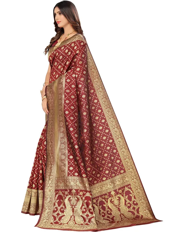 Maroon_Silk_Premium_&_Elegant_(_Contemporary_Zari_Ethnic_Motif_Woven_Design_)_Banarasi_Saree_With_Blouse_Piece_For_Women