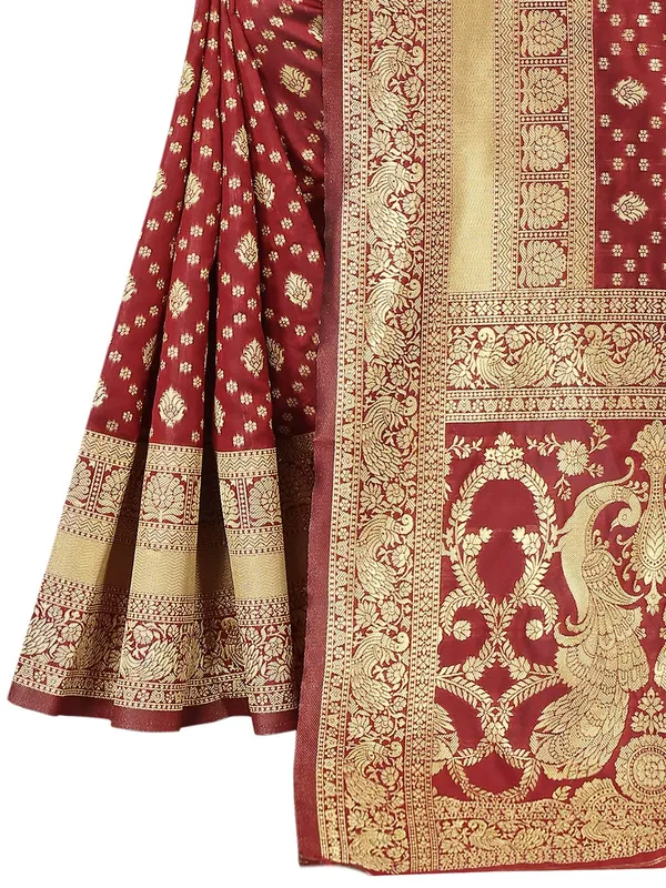 Maroon_Silk_Premium_&_Elegant_(_Contemporary_Zari_Ethnic_Motif_Woven_Design_)_Banarasi_Saree_With_Blouse_Piece_For_Women