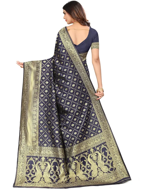 Blue_Silk_Premium_&_Elegant_(_Contemporary_Zari_Ethnic_Motif_Woven_Design_)_Banarasi_Saree_With_Blouse_Piece_For_Women