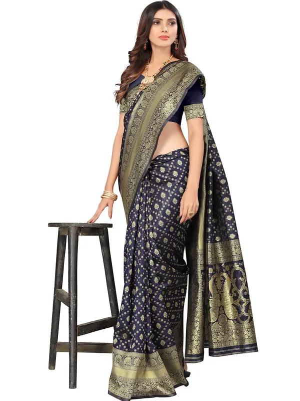 Blue_Silk_Premium_&_Elegant_(_Contemporary_Zari_Ethnic_Motif_Woven_Design_)_Banarasi_Saree_With_Blouse_Piece_For_Women
