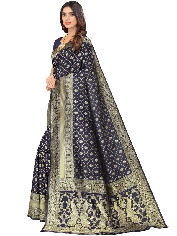 Blue_Silk_Premium_&_Elegant_(_Contemporary_Zari_Ethnic_Motif_Woven_Design_)_Banarasi_Saree_With_Blouse_Piece_For_Women