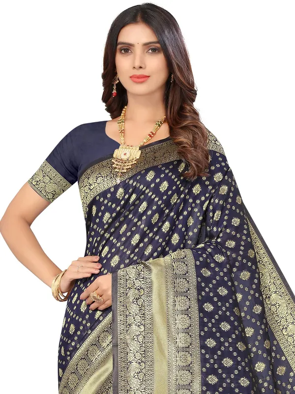 Blue_Silk_Premium_&_Elegant_(_Contemporary_Zari_Ethnic_Motif_Woven_Design_)_Banarasi_Saree_With_Blouse_Piece_For_Women