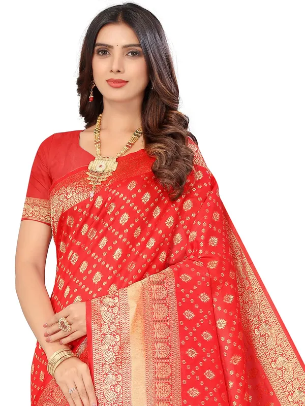 Red_Silk_Premium_&_Elegant_(_Contemporary_Zari_Ethnic_Motif_Woven_Design_)_Banarasi_Saree_With_Blouse_Piece_For_Women