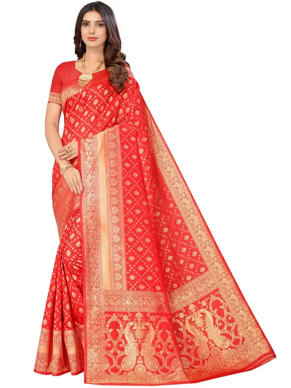 Red_Silk_Premium_&_Elegant_(_Contemporary_Zari_Ethnic_Motif_Woven_Design_)_Banarasi_Saree_With_Blouse_Piece_For_Women