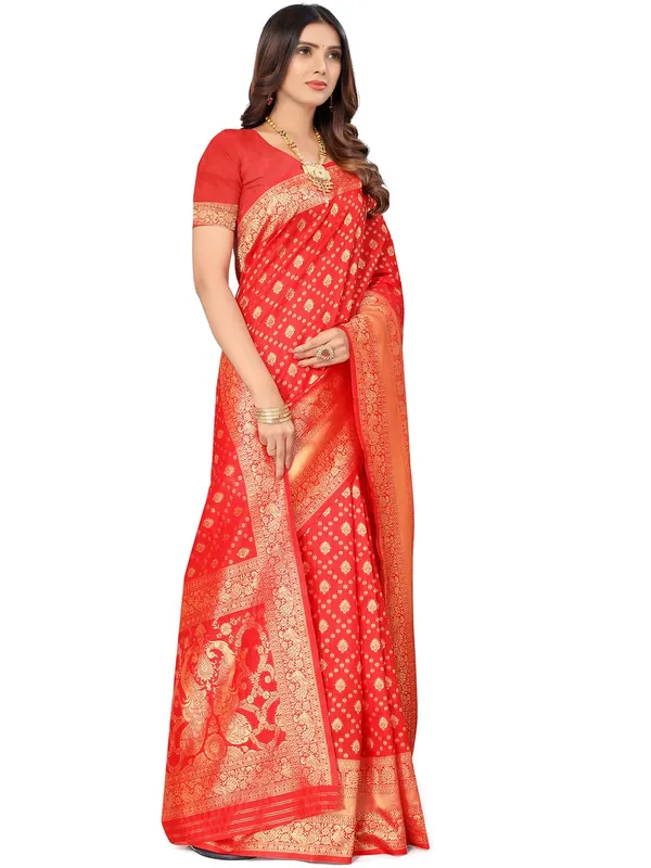 Red_Silk_Premium_&_Elegant_(_Contemporary_Zari_Ethnic_Motif_Woven_Design_)_Banarasi_Saree_With_Blouse_Piece_For_Women